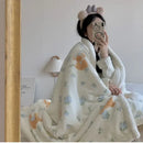Cartoon lamb wool blanket pink floral bedroom sofa cover