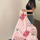 Cartoon lamb wool blanket pink floral bedroom sofa cover