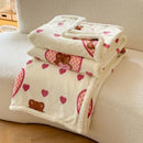 Cartoon lamb wool panda blanket cream & green bedroom throw