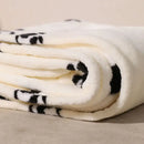 Cartoon panda flannel white fleece blanket with pom poms bedroom