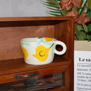 Cartoon pattern ceramic coffee mug kitchen floral tea cup