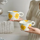 Cartoon pattern ceramic coffee mug kitchen floral tea cup