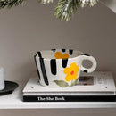 Cartoon pattern ceramic mug set – dining room white colorful cups