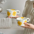 Cartoon pattern ceramic mug set – dining room white colorful cups
