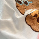 Cartoon pattern embroidered cream bedding sets bedroom decor luck