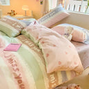 Cartoon printed cotton duvet cover cream bedroom bedding set