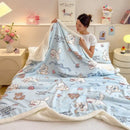 Cartoon printed lamb wool cream dog blanket bedroom throw sofa cover