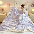 Cartoon printed lamb wool cream dog blanket bedroom throw sofa cover