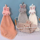 Cartoon rabbit coral velvet hand towel set kitchen plush bunny decor