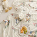 Cartoon rabbit off white cooling summer blanket bedroom quilt