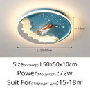 Cartoon rocket led ceiling light for bedroom blue & orange space design
