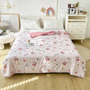 Cartoon strawberry white & pink quilted double blanket bedroom