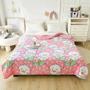 Cartoon strawberry white & pink quilted double blanket bedroom