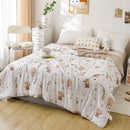 Cartoon strawberry white & pink quilted double blanket bedroom