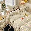 Cartoon style cream & blue bedding sets bedroom cotton cat print