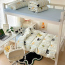 Cartoon style cream & blue bedding sets bedroom cotton cat print