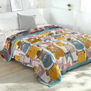 Cartoon throw blanket yellow & gray quilt bedroom throw