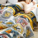 Cartoon throw blanket yellow & gray quilt bedroom throw