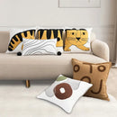 Cartoon tiger embroidered yellow cotton pillow cover bedroom