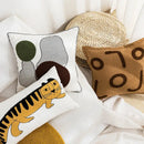 Cartoon tiger embroidered yellow cotton pillow cover bedroom