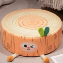 Cartoon tree stump cushion brown plush pillow for bedroom decor