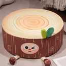 Cartoon tree stump cushion brown plush pillow for bedroom decor