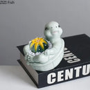 Cartoon turtle ceramic flower vase light green living room decor