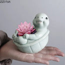 Cartoon turtle ceramic flower vase light green living room decor