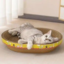 Cartoon yellow & brown cat scratch lounge bed living room toy