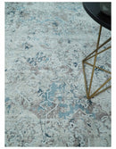 Carved 8x10 Silver, Gray and Charcoal Modern Abstract Handmade Art Silk and Wool Area Rug