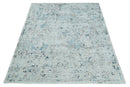 Carved 8x10 Silver, Gray and Charcoal Modern Abstract Handmade Art Silk and Wool Area Rug