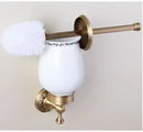 Carved antique bronze brass bathroom hardware set with wall lamps