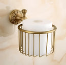 Carved antique bronze brass bathroom hardware set with wall lamps