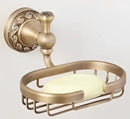 Carved antique bronze brass bathroom hardware set with wall lamps