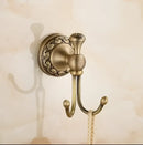 Carved antique bronze brass bathroom hardware set with wall lamps
