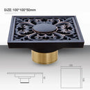 Carved black bronze anti-odor brass floor drain bathroom hardware