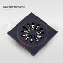 Carved black bronze anti-odor brass floor drain bathroom hardware