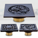 Carved black bronze anti-odor brass floor drain bathroom hardware