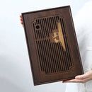 Carved deer dark brown bamboo tea tray dining room drainage board
