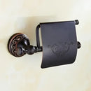 Carved flowers blackened copper bathroom set with white & gold ceramic