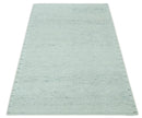 Carved Texture Modern Geometrical Bricks Design Ivory and Light Blue Hand Knotted 5x8 wool Area Rug