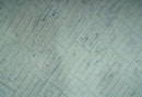 Carved Texture Modern Geometrical Bricks Design Ivory and Light Blue Hand Knotted 5x8 wool Area Rug