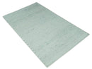 Carved Texture Modern Geometrical Design  Custom Made  Ivory and Light Blue Wool Area Rug