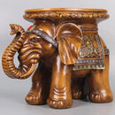 Carved wood elephant wealth attracting ornaments stool living room
