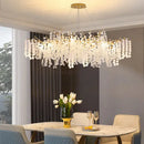 Cascading gold circular crystal chandelier living room pendant light