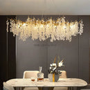 Cascading gold circular crystal chandelier living room pendant light