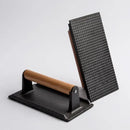 DecorBites™ Cast Iron Steak Press Plate with Wooden Handle - Rectangular Meat Press Tool