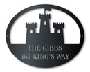 Custom Metal Castle Fort Address Wall Art | Medieval Metal Sign | Indoor Outdoor | Up to 46" | Over 20 Color Options