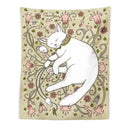 Cat botanical flower wall tapestry cream sleeping cat bedroom decor