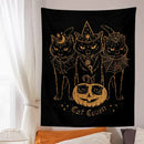 Cat coven witchcraft tapestry gold foil black decor bedroom wall art